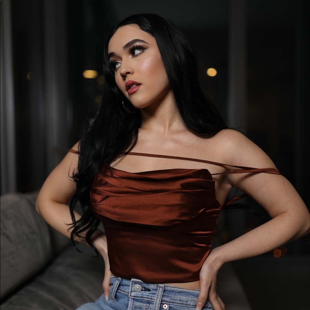 Sexy Satin Draped Crop Top